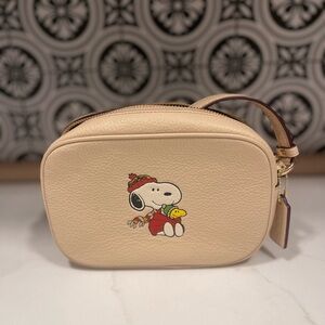 Coach Beige Crossbody camera Bag with Snoopy Design